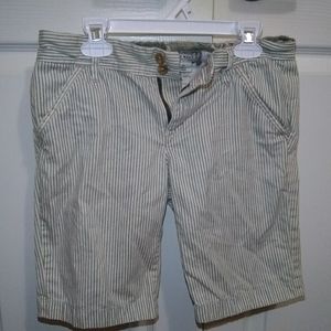 old navy olive green striped shorts